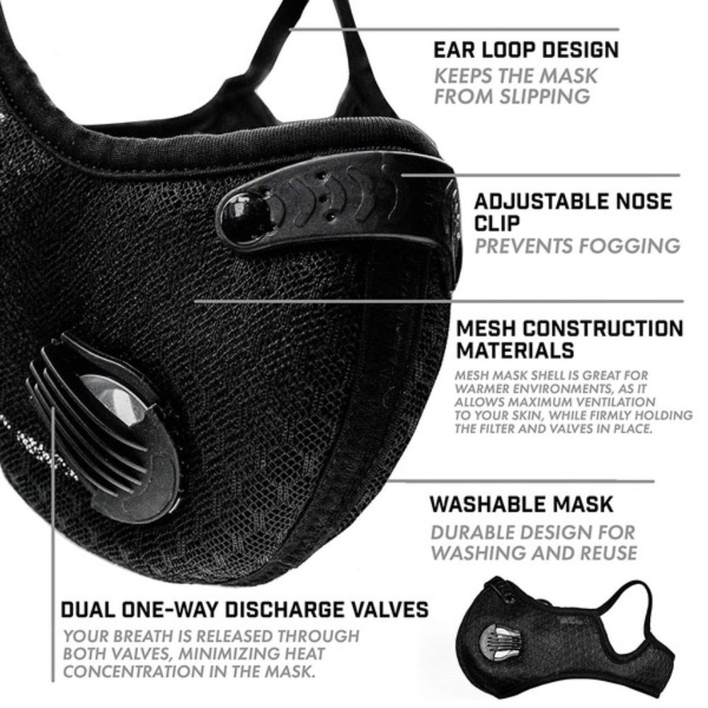 2 Valve Filtered Face Mask - Picture 2 of 10
